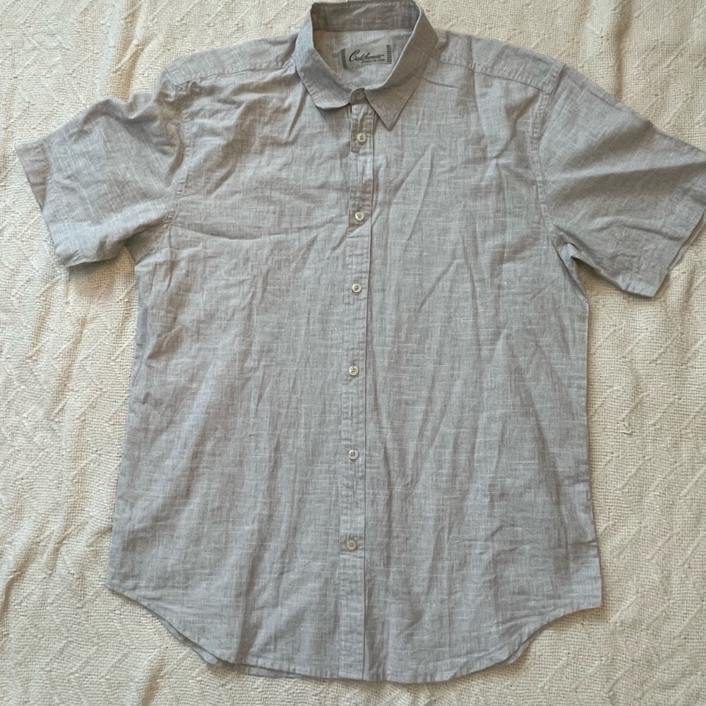 California Shirt Co. Men’s Large Gray Short Sleeve Button Down Shirt Relaxed Fit